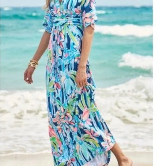 Lilly Pulitzer PARIGI MAXI DRESS POP UP JUNGLE HOPPIN - Picture 2 of 11